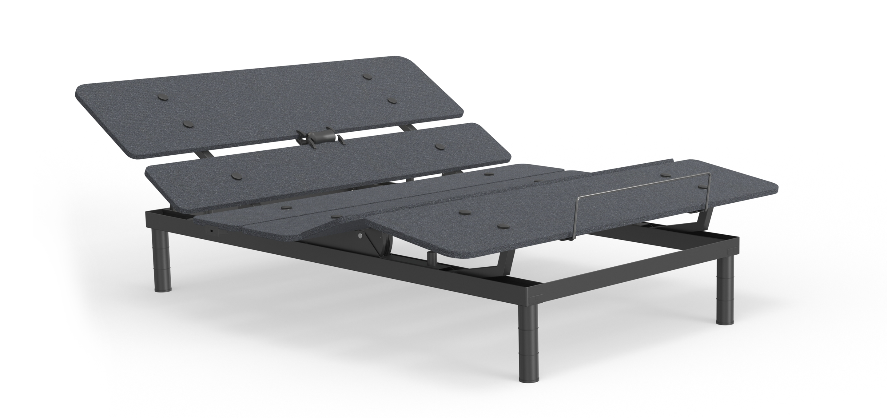 Gray adjustable bed frame on a white background