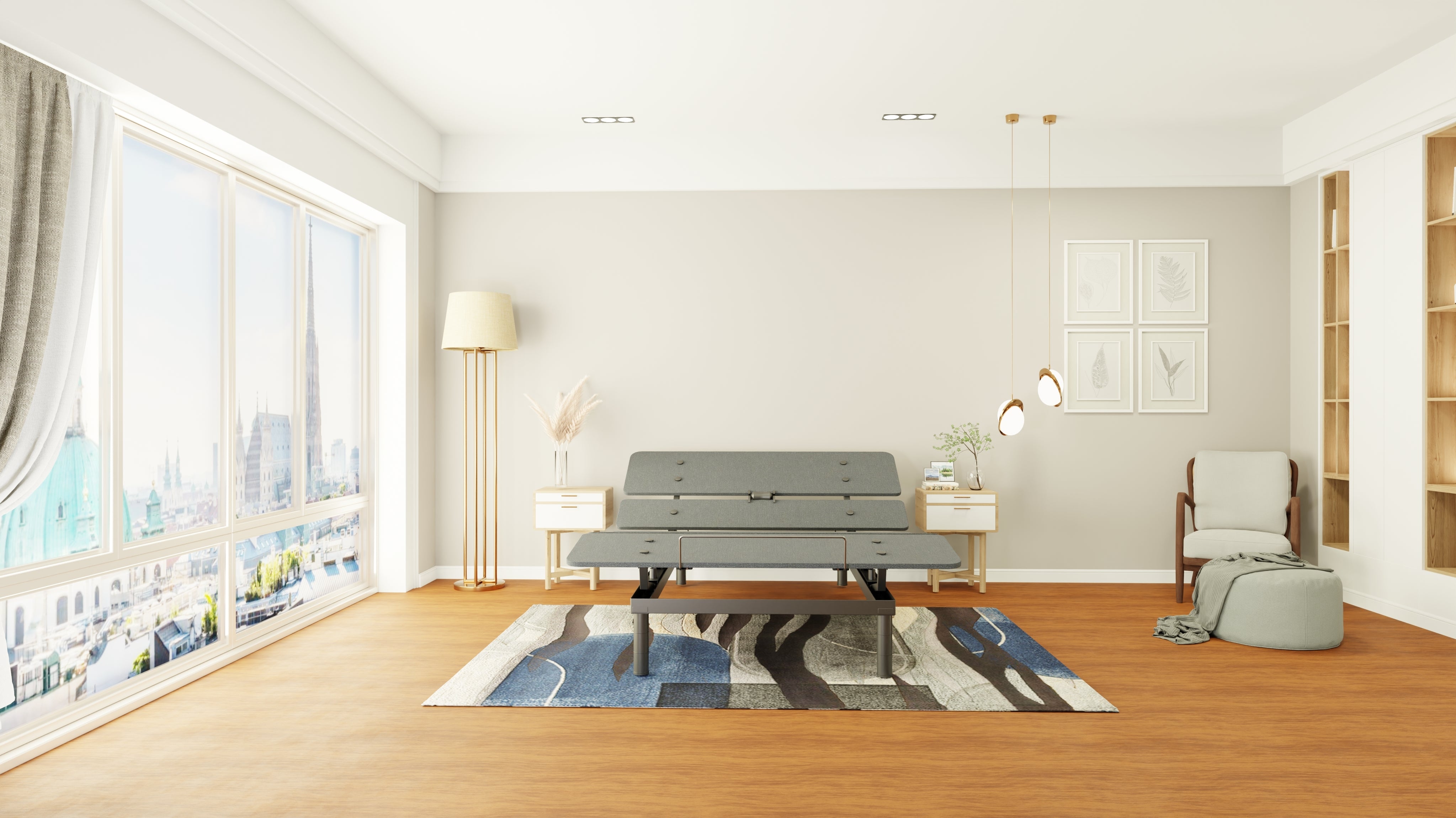 Adjustable base without mattress on it