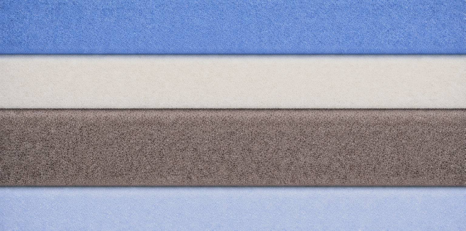 layers of mattress foam in a slab