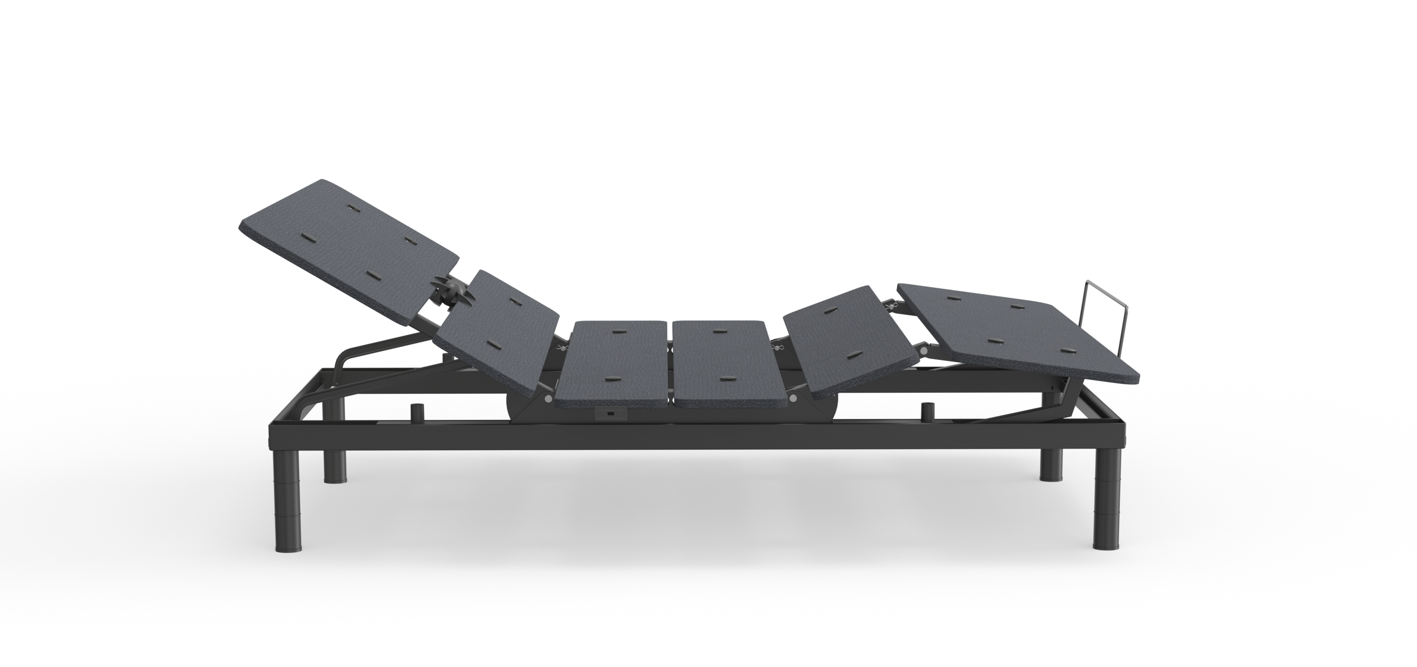 Black adjustable bed frame on a white background